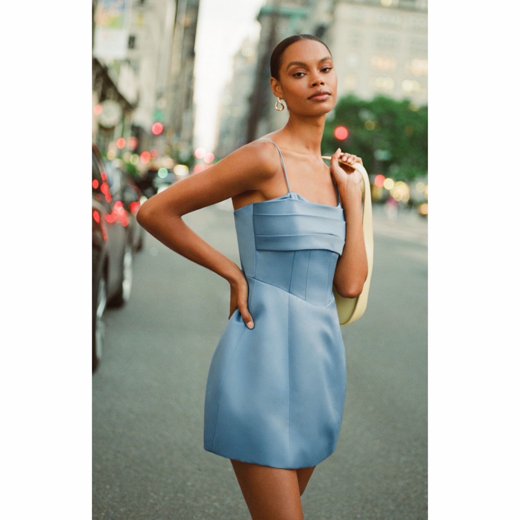 Anthropologie Elliatt Blue Corset Bodice Mini Dress Sky Blue Cocktail Small